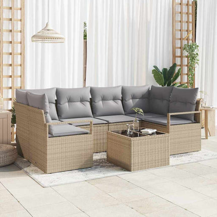 Soffset med kudde 7 pcs Beige och Grå konstrotting