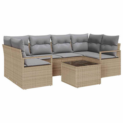 Soffset med kudde 7 pcs Beige och Grå konstrotting
