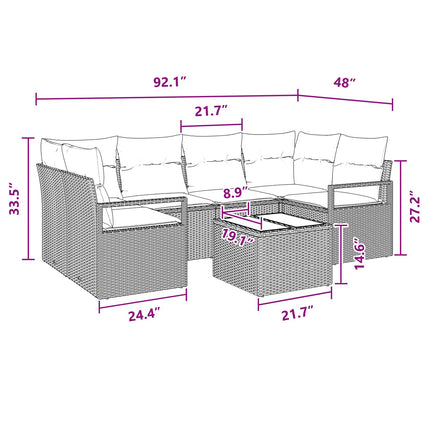 Soffset 7 st 6-Antal sittplatser Brun och Röd konstrotting