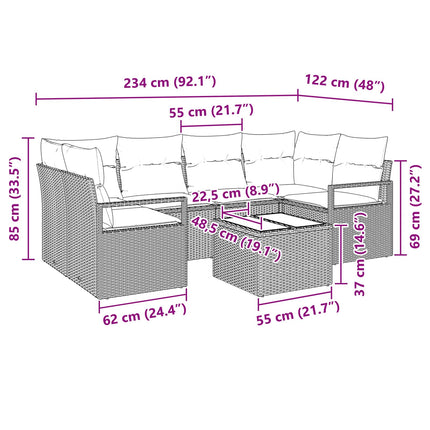 Soffset 7 pcs Grå och Blå konstrotting