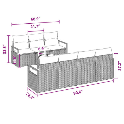 Soffset 8 st 7-Antal sittplatser Brun och Röd konstrotting