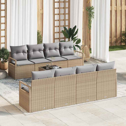 Soffset med kudde 7 pcs Beige och Grå konstrotting