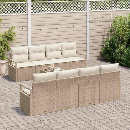 Soffset med kudde 7 pcs Beige och gräddfärgad konstrotting