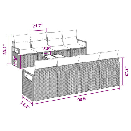 Soffset 7 st 6-Antal sittplatser Brun och Röd konstrotting