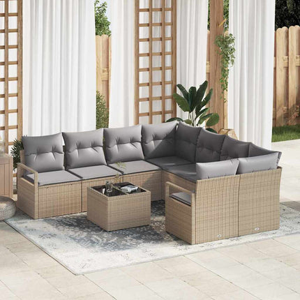 Soffset med kudde 9 pcs Beige och Grå konstrotting