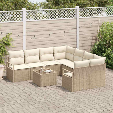 Soffset med kudde 9 pcs Beige och gräddfärgad konstrotting