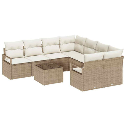 Soffset med kudde 9 pcs Beige och gräddfärgad konstrotting