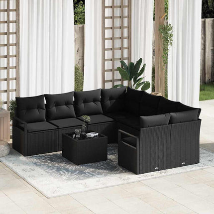 Soffset med kudde 9 pcs Svart konstrotting