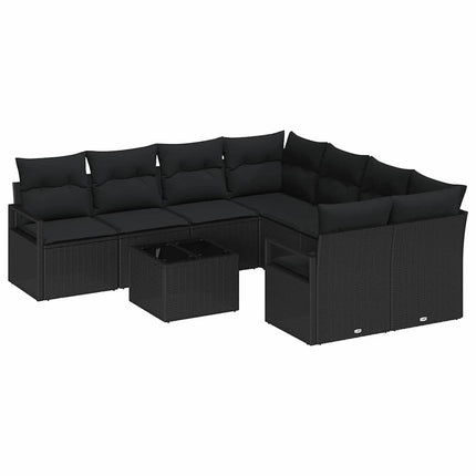 Soffset med kudde 9 pcs Svart konstrotting