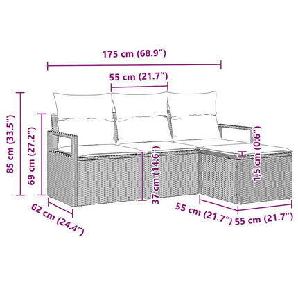 Soffset med kudde 4 pcs Svart konstrotting