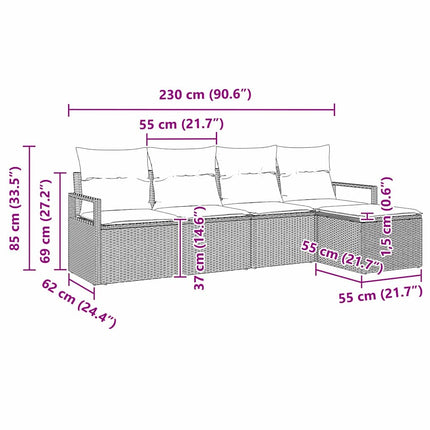 Soffset 5 pcs Grå konstrotting