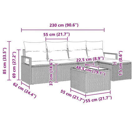 Soffset med kudde 6 pcs Svart konstrotting