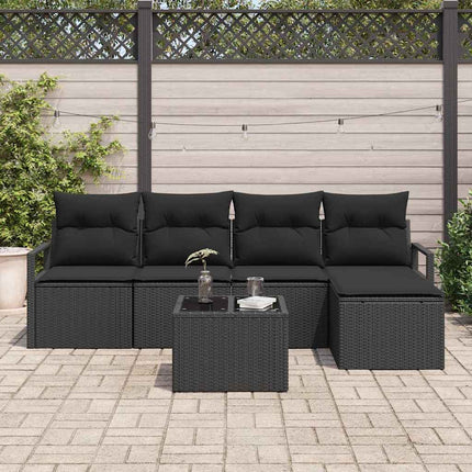 Soffset med kudde 6 pcs Svart konstrotting