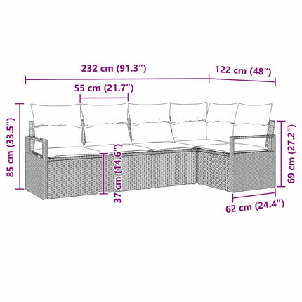 Soffset med kudde 5 pcs Ljusgrå konstrotting