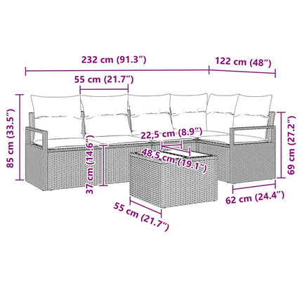 Soffset med kudde 6 pcs Svart konstrotting