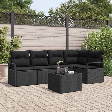 Soffset med kudde 6 pcs Svart konstrotting