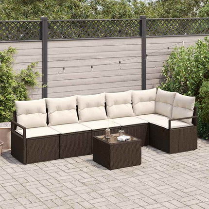 Soffset med kudde 7 pcs Brun konstrotting
