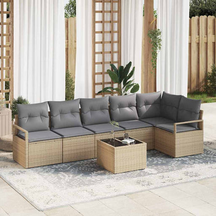 Soffset med kudde 7 pcs Beige konstrotting