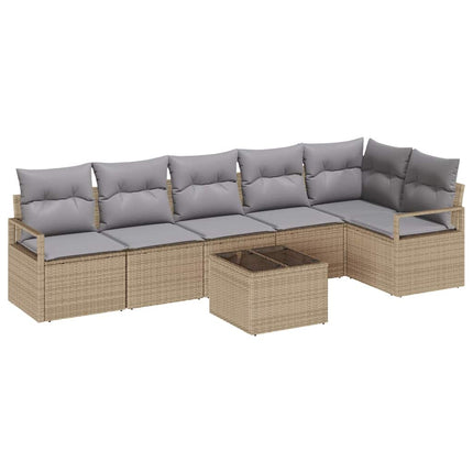 Soffset med kudde 7 pcs Beige konstrotting