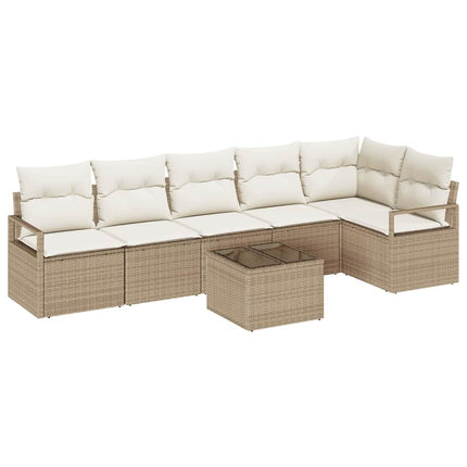 Soffset med kudde 7 pcs Beige konstrotting