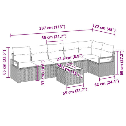 Soffset 7 pcs Ljusgrå konstrotting