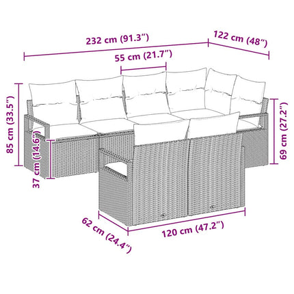 Soffset med kudde 7 pcs Brun konstrotting