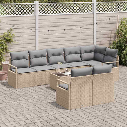 Soffset med kudde 9 pcs Beige konstrotting