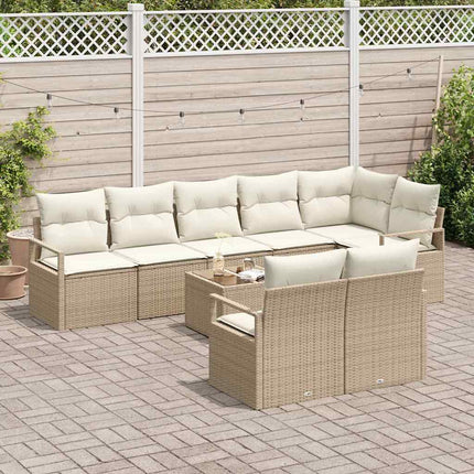 Soffset med kudde 9 pcs Beige konstrotting