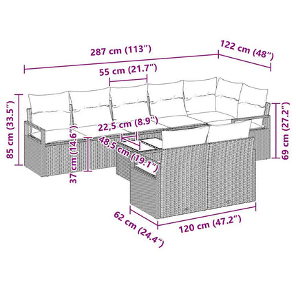 Soffset med kudde 9 pcs Beige konstrotting