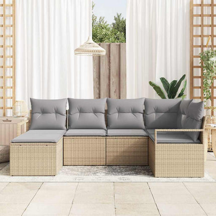 Soffset med kudde 6 pcs Beige konstrotting
