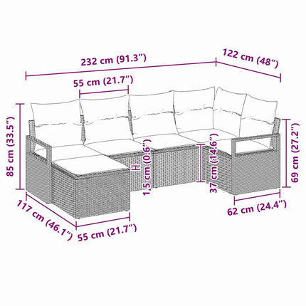 Soffset med kudde 6 pcs Svart konstrotting