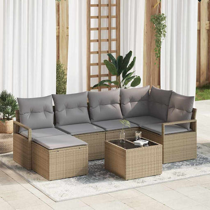 Soffset med kudde 7 pcs Beige konstrotting