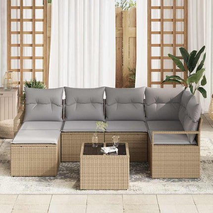 Soffset med kudde 7 pcs Beige konstrotting