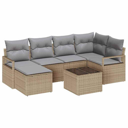 Soffset med kudde 7 pcs Beige konstrotting