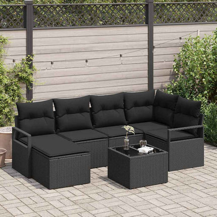 Soffset med kudde 7 pcs Svart konstrotting