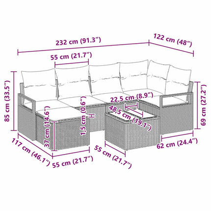 Soffset med kudde 7 pcs Svart konstrotting