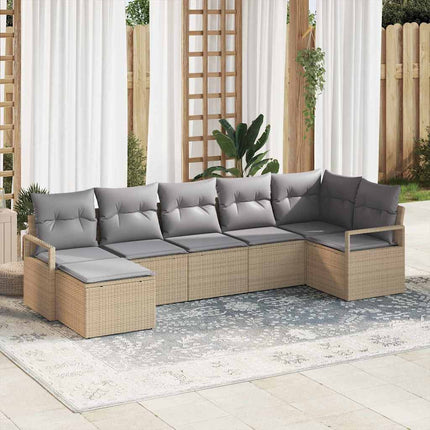 Soffset med kudde 7 pcs Beige konstrotting