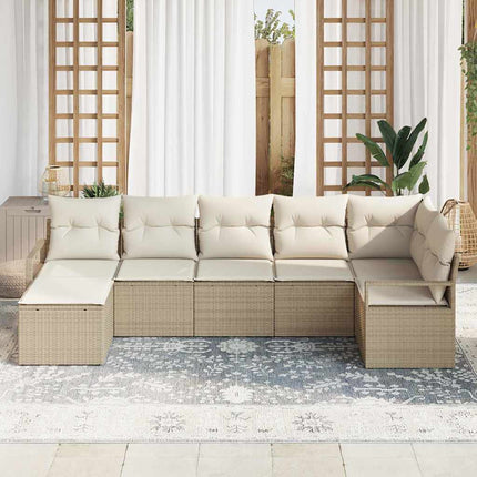 Soffset med kudde 7 pcs Beige konstrotting