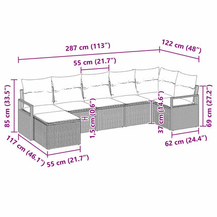 Soffset med kudde 7 pcs Svart konstrotting