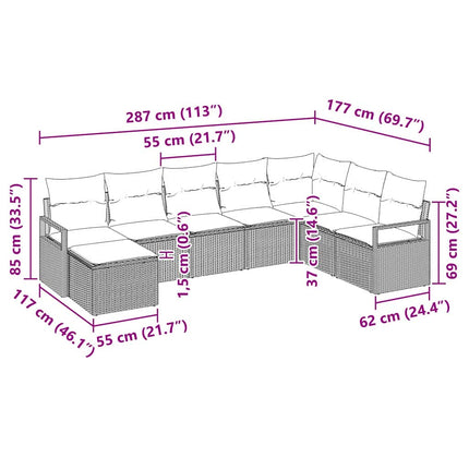 Soffset med kudde 8 pcs Svart konstrotting