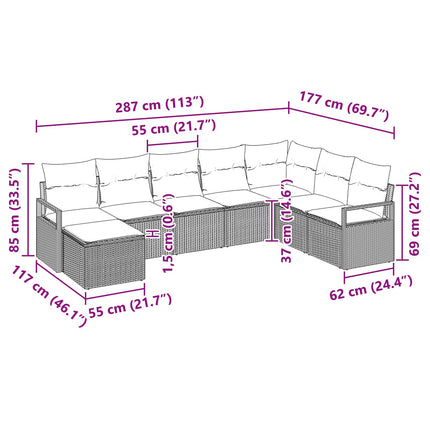 Soffset med kudde 8 pcs Svart konstrotting
