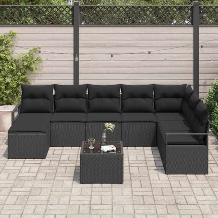 Soffset med kudde 9 pcs Svart konstrotting