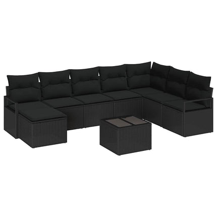 Soffset med kudde 9 pcs Svart konstrotting