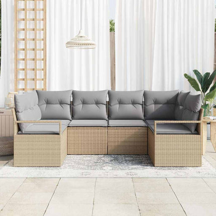 Soffset med kudde 6 pcs Beige konstrotting