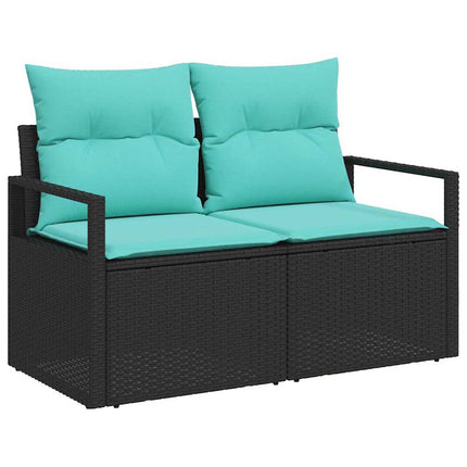 Soffset med kudde 6 pcs Svart Poly Rattan