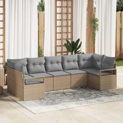 Soffset med kudde 7 pcs Beige konstrotting