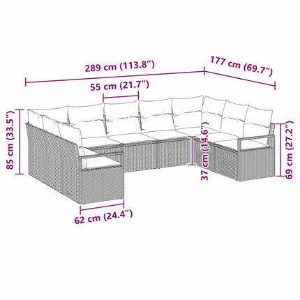 Soffset med kudde 9 pcs Ljusgrå konstrotting