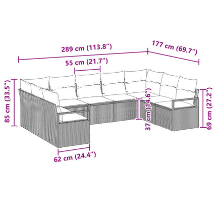 Soffset med kudde 9 pcs Grå konstrotting