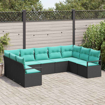 Soffset med kudde 9 pcs Svart konstrotting