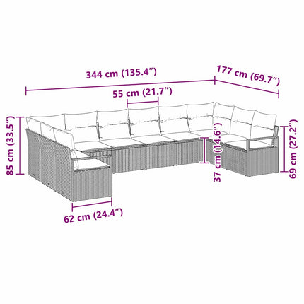 Soffset med kudde 10 pcs Brun konstrotting